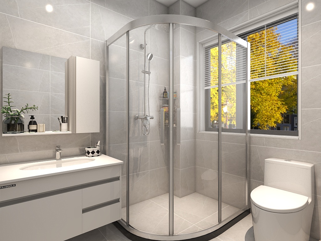 卫生间使用了浅色为背景，卫浴房打造壁龛增加收纳能力，整个空间素雅纯净。