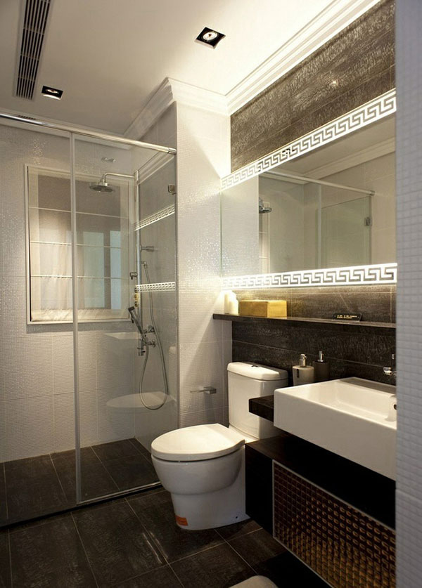 卫生间采用了干湿分离设计，洗手台灯光变化带来的冲击感，同时使空间的现代更好地得到体现。