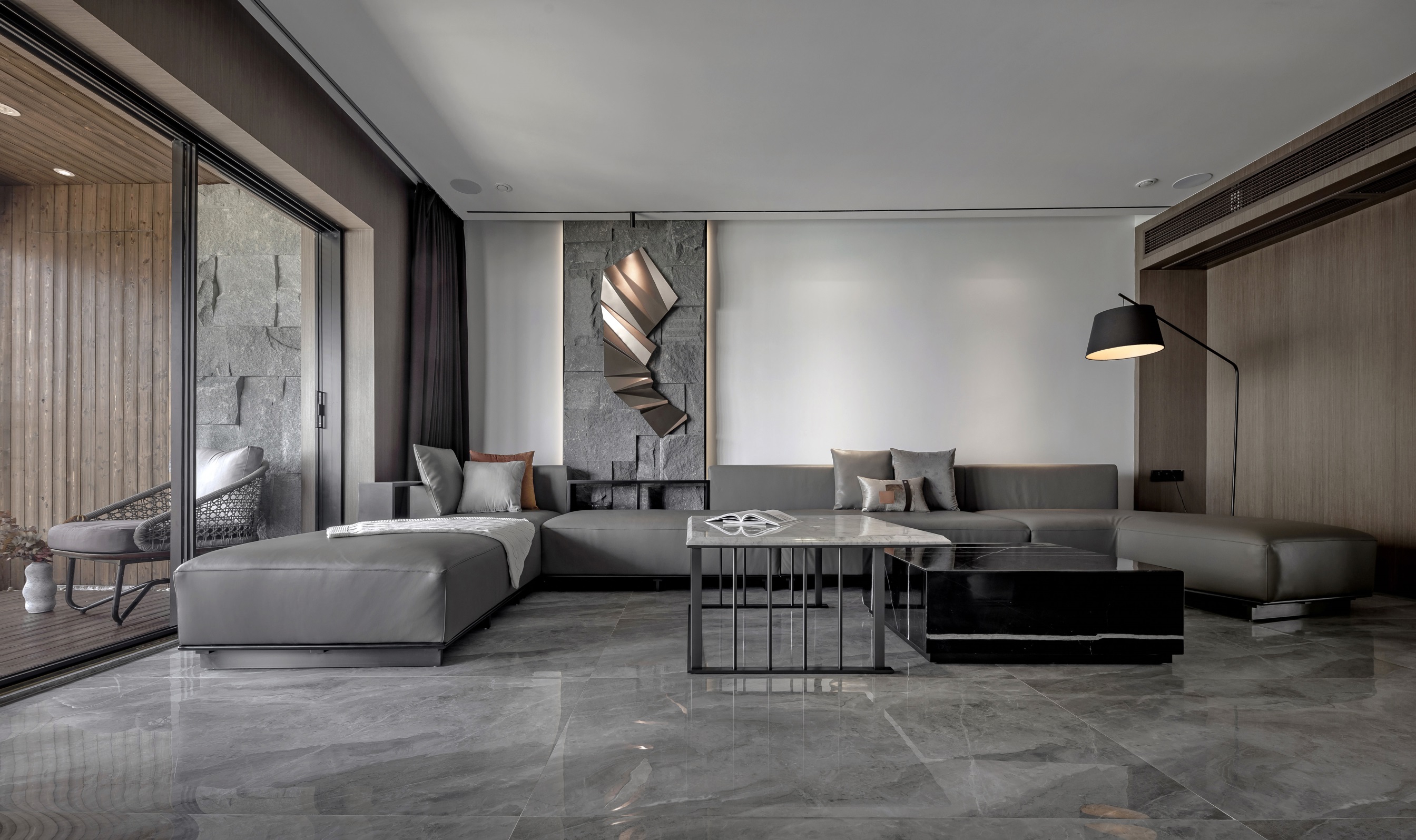 现代装修案例全国橡树珑湾三居室122平米装修效果图