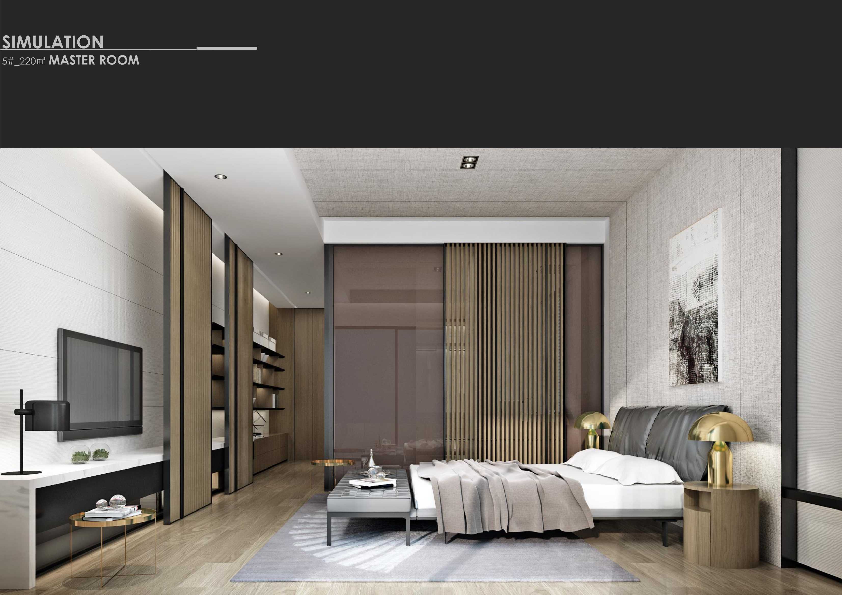 卧室设计体现出现代风格的内敛和质朴，使空间更加实用、更富现代感。