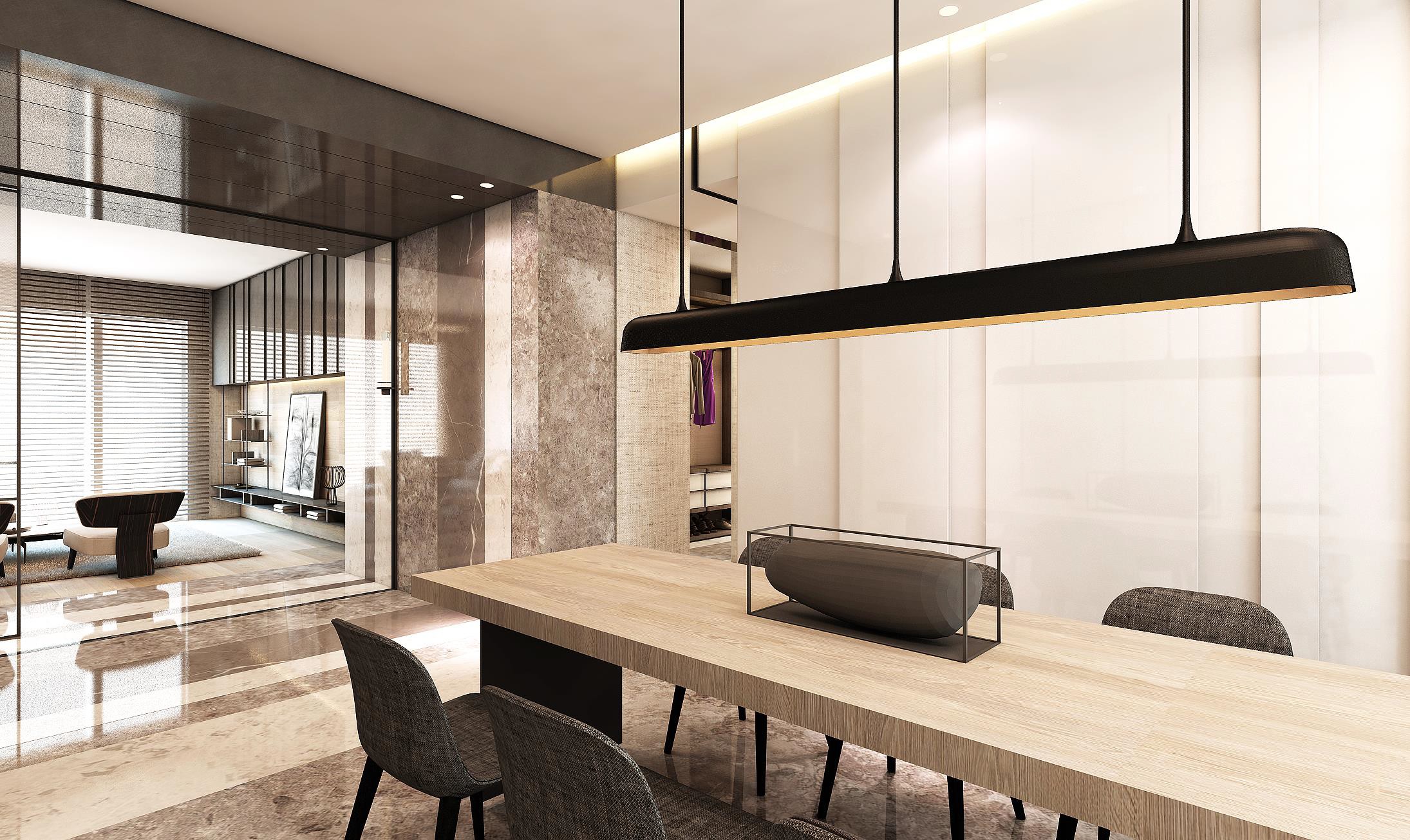 客厅设计简单，全屋使用原木色调为基础，营造出休闲安然的空间。