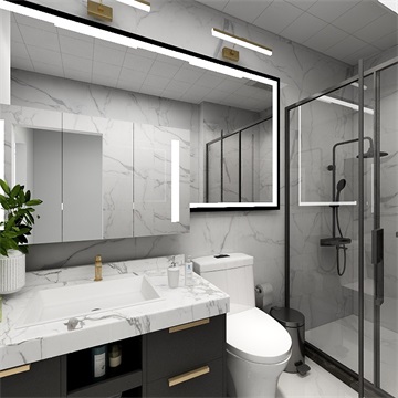 卫浴空间采用了干湿分离设计，整体素净的气质，加以精妙雅致的洁具装点，整洁而高级。