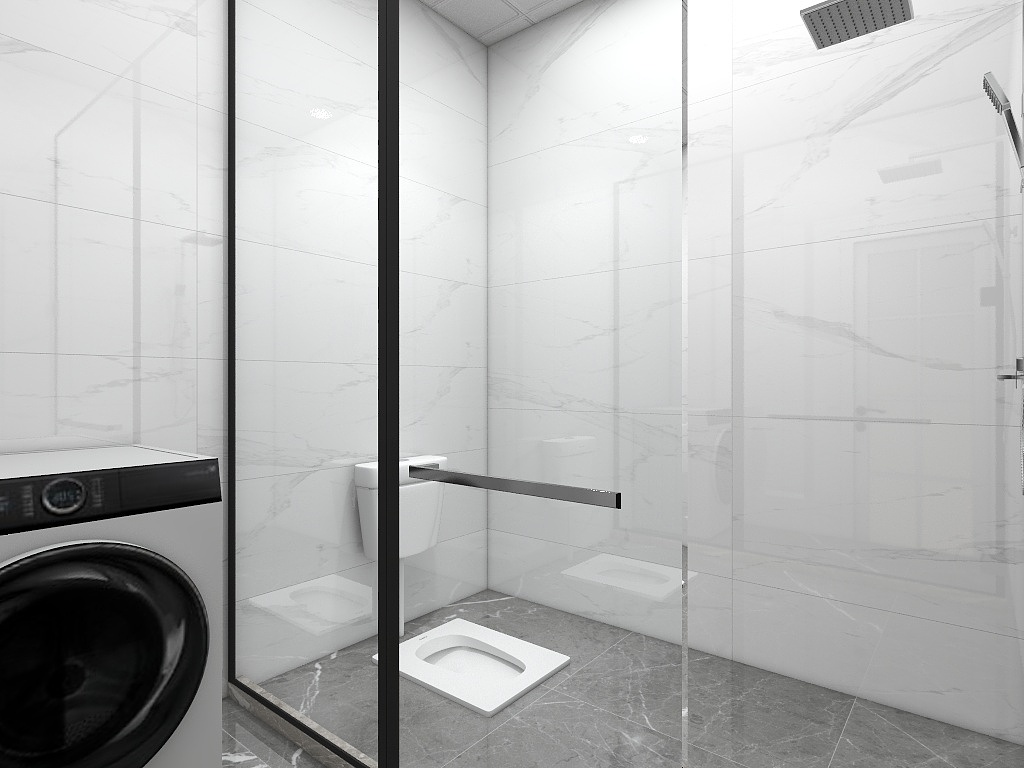 卫生间洗手池外移设计，内部采用干湿分离，空间显得更加明亮和宽敞。