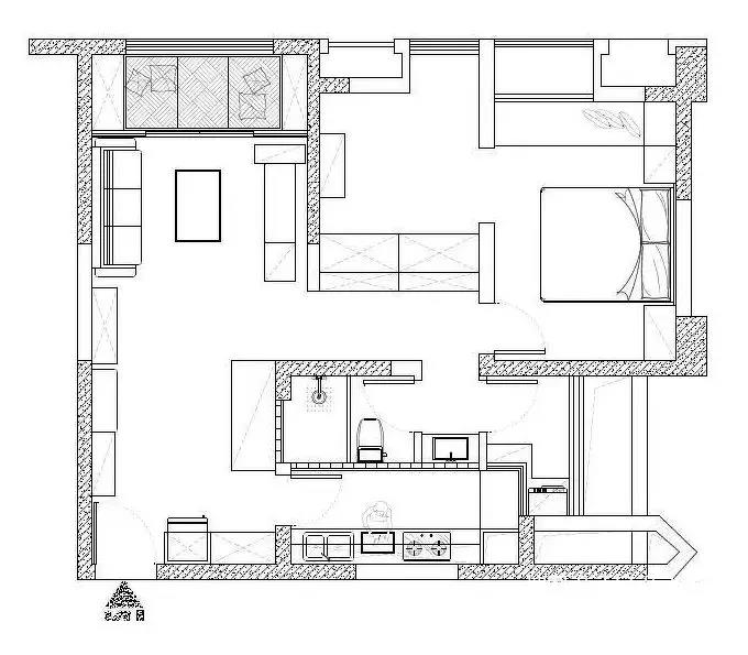 这套单身公寓格局方正，餐厨一体，厨房宽敞，使用舒适度高，卧室空间大，私密性强。