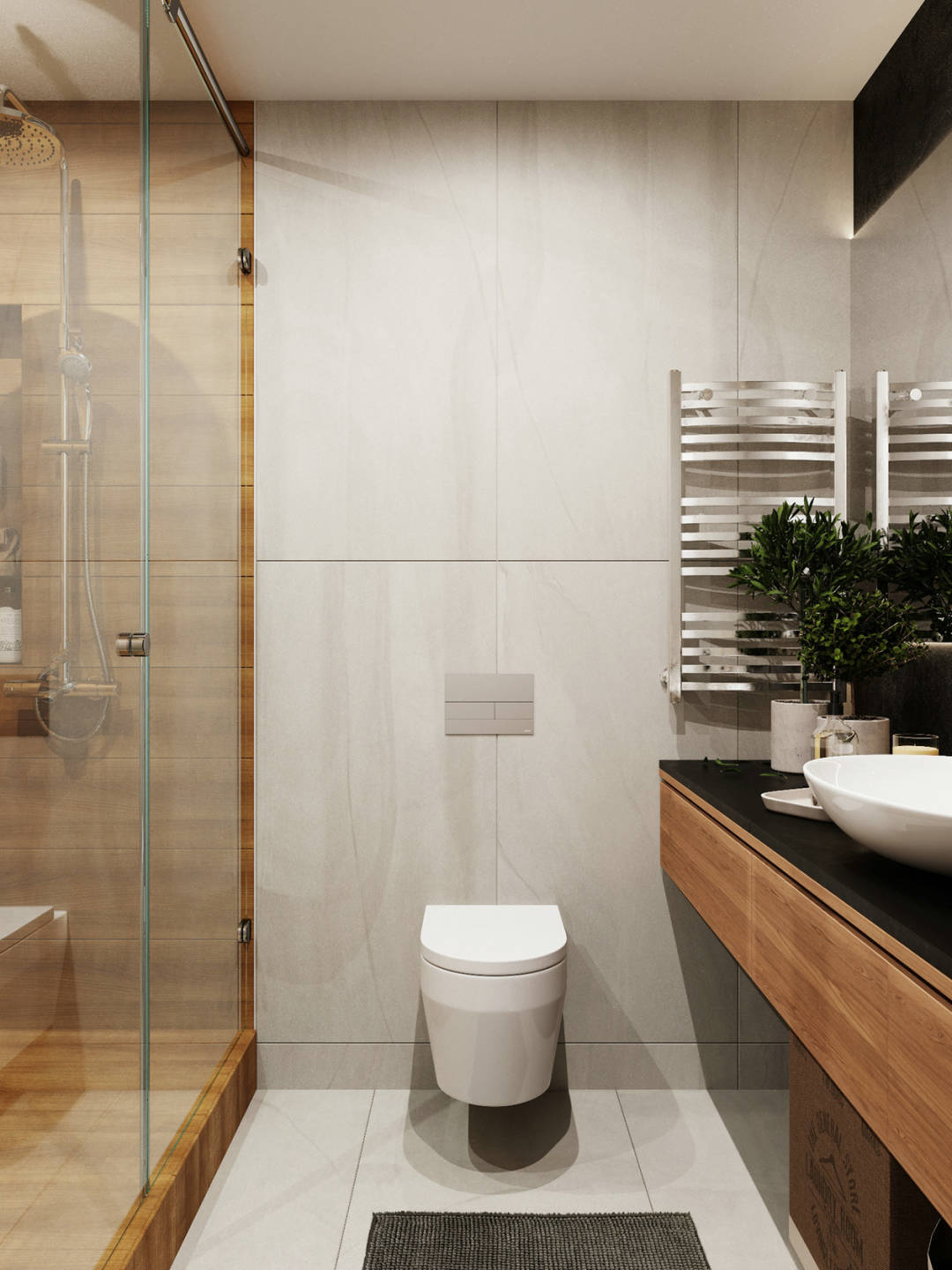 卫生间空间充盈着丰富的舒适氛围，二式干湿分离式设计，使主人日常打扫更加方便。