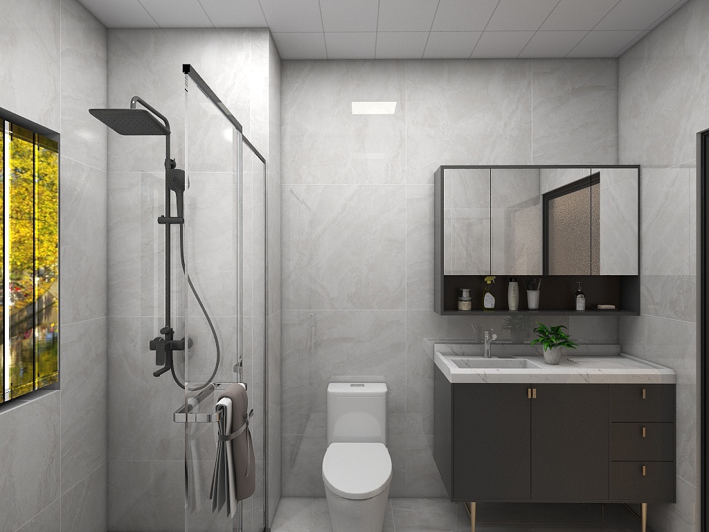 卫生间采用干湿分离设计，洗手柜可大大满足屋主的收纳需求，美观且实用。