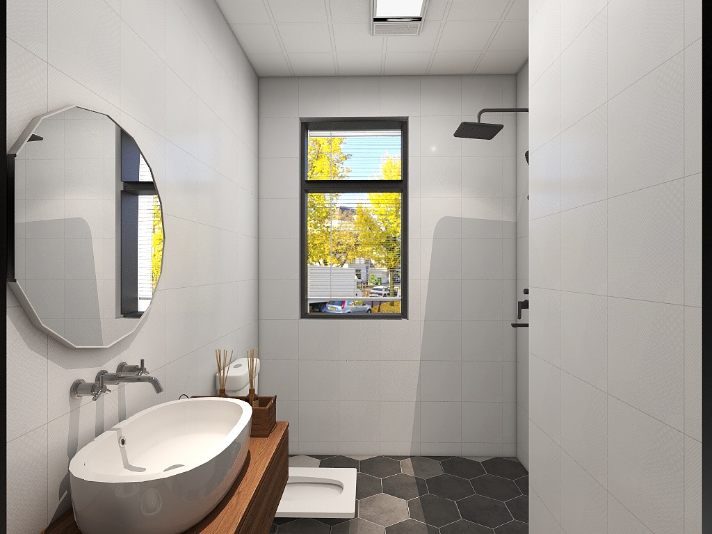 卫生间运用了原木元素，进一步提高了室内品位，凸显出北欧高级感。