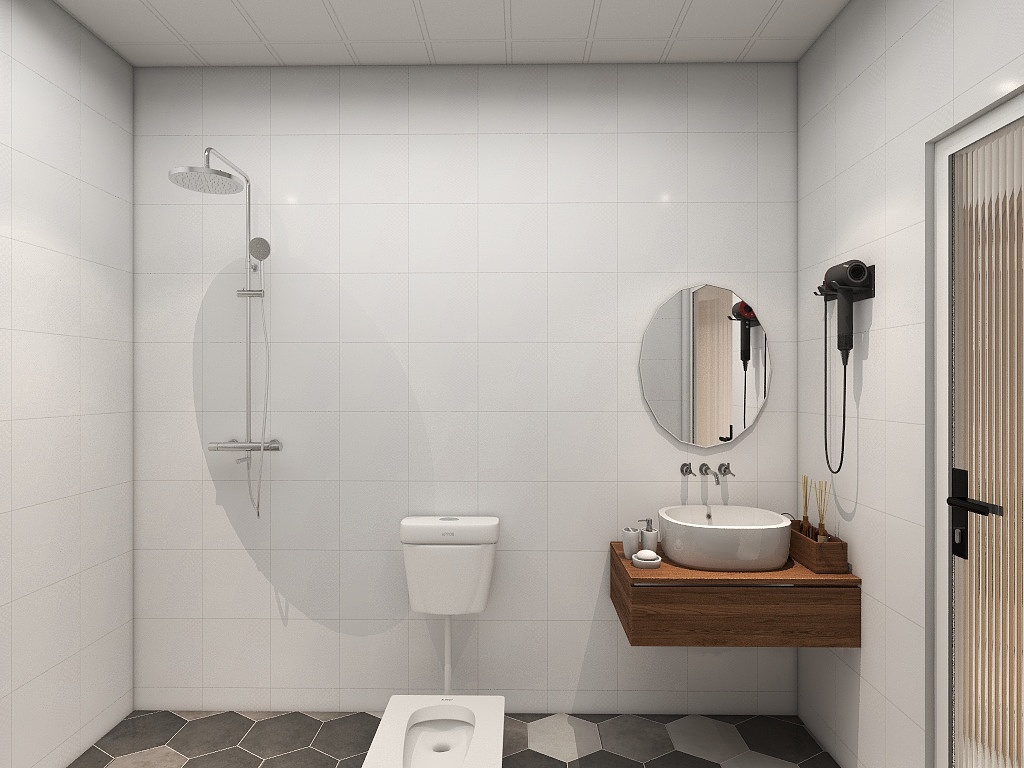 卫浴空间整体以白色为基调，功能分区合理，轻松营造自由灵动的空间氛围。